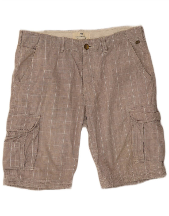 Мужские шорты карго Scotch & Soda W32, хлопковые серые в клетку среднего размера