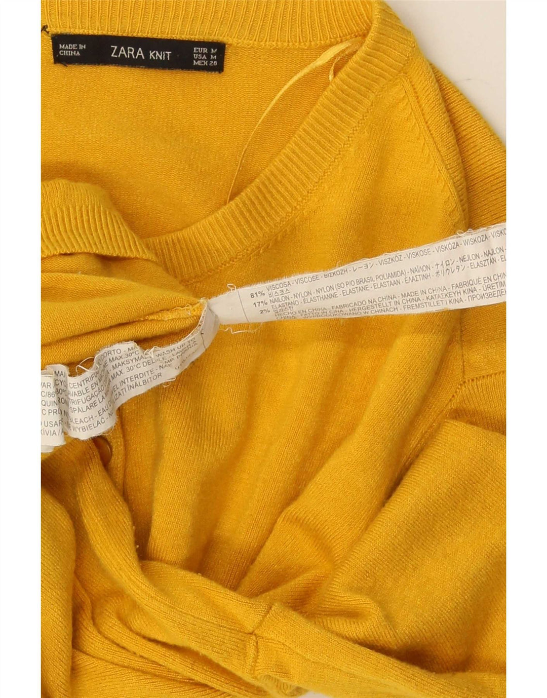 Женский кардиган Zara UK 12, вискоза среднего желтого цвета
