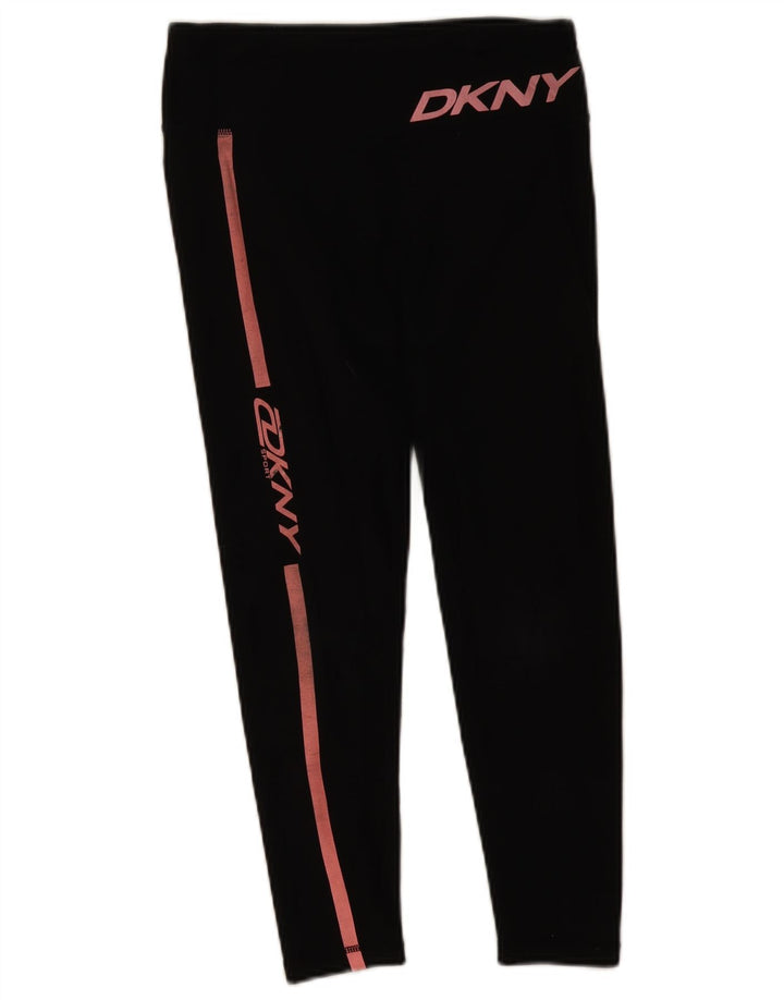 Женские укороченные леггинсы с рисунком Dkny UK 12, средний черный хлопок, черный цвет