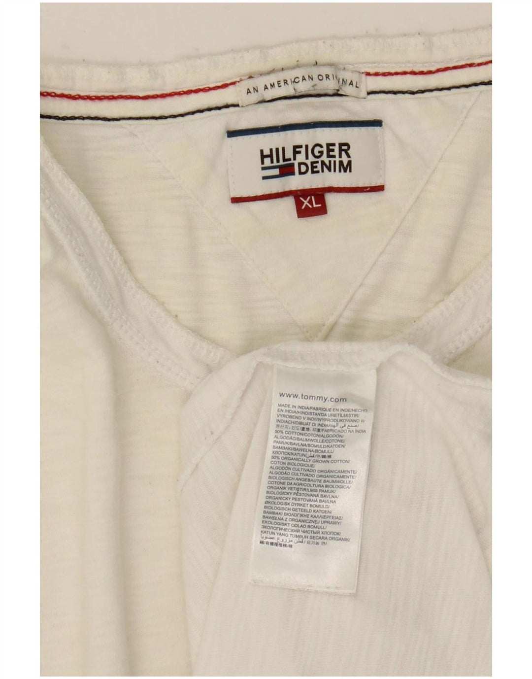 Мужской топ Tommy Hilfiger с длинным рукавом XL, белый хлопок