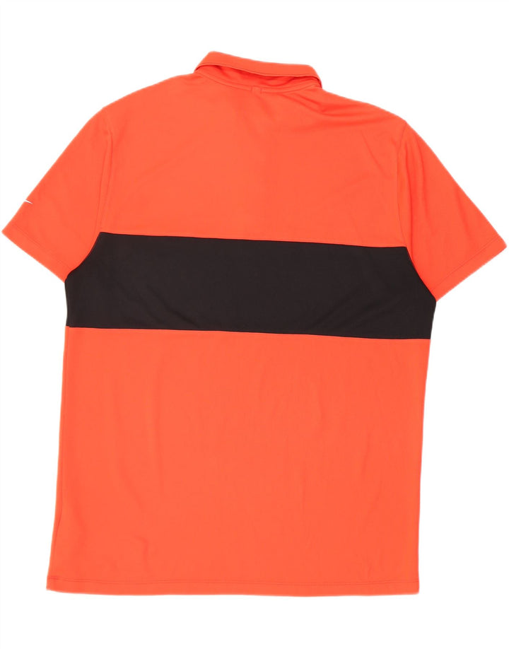 Мужская рубашка-поло Nike Dri Fit, большой оранжевый полиэстер с цветными блоками
