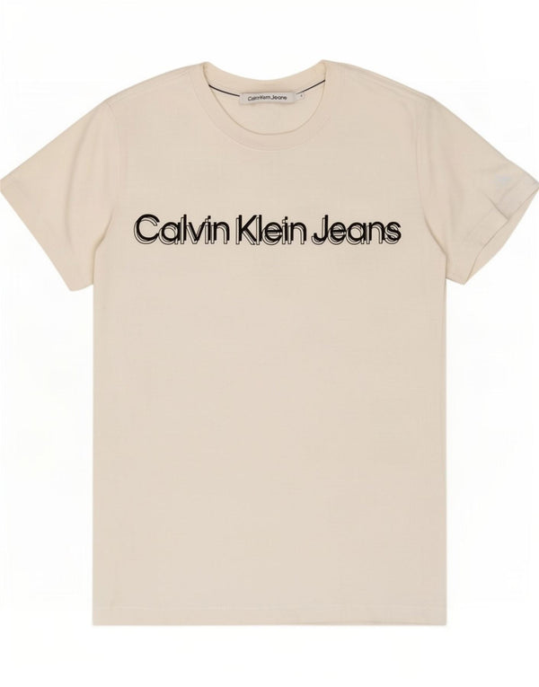 Женская футболка с рисунком Calvin Klein Jeans Top UK 10, маленькая, белый хлопок