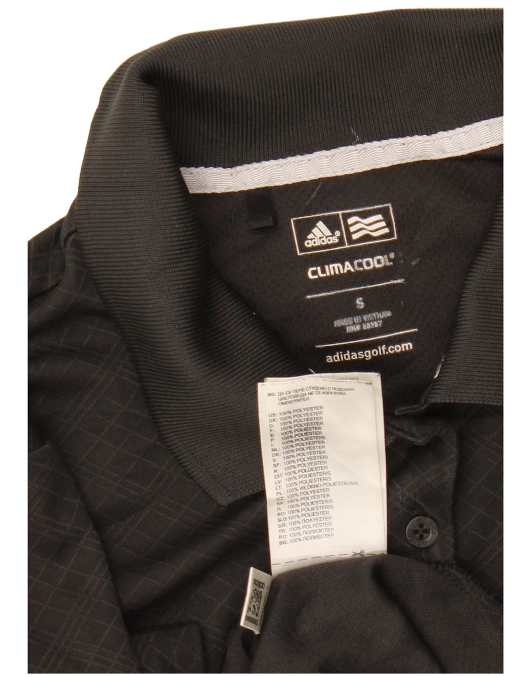 Женская рубашка поло ADIDAS Climacool UK 10, маленькая черная, полиэстер с геометрическим рисунком