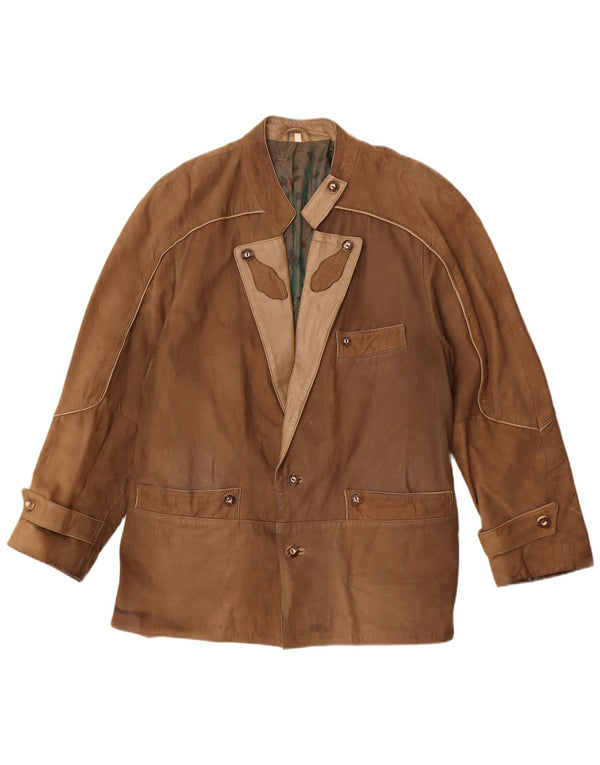 Vintage Mens Leather Jacket IT 50 Large Brown