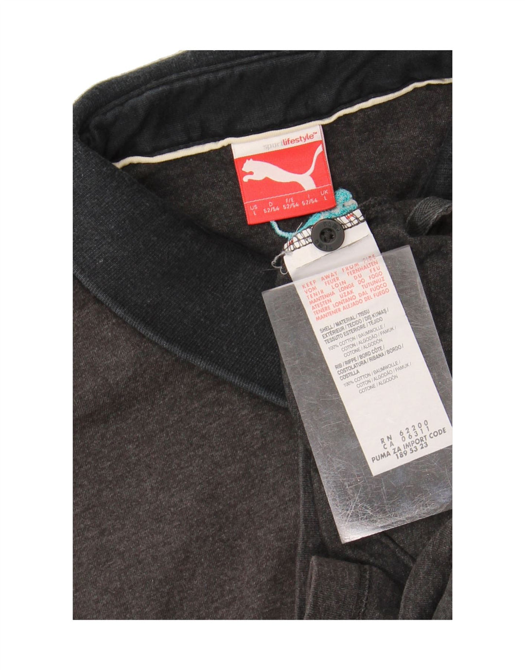PUMA Mens Polo Shirt Large Grey Cotton Vintage Puma and Second-Hand Puma from Messina Hembry 