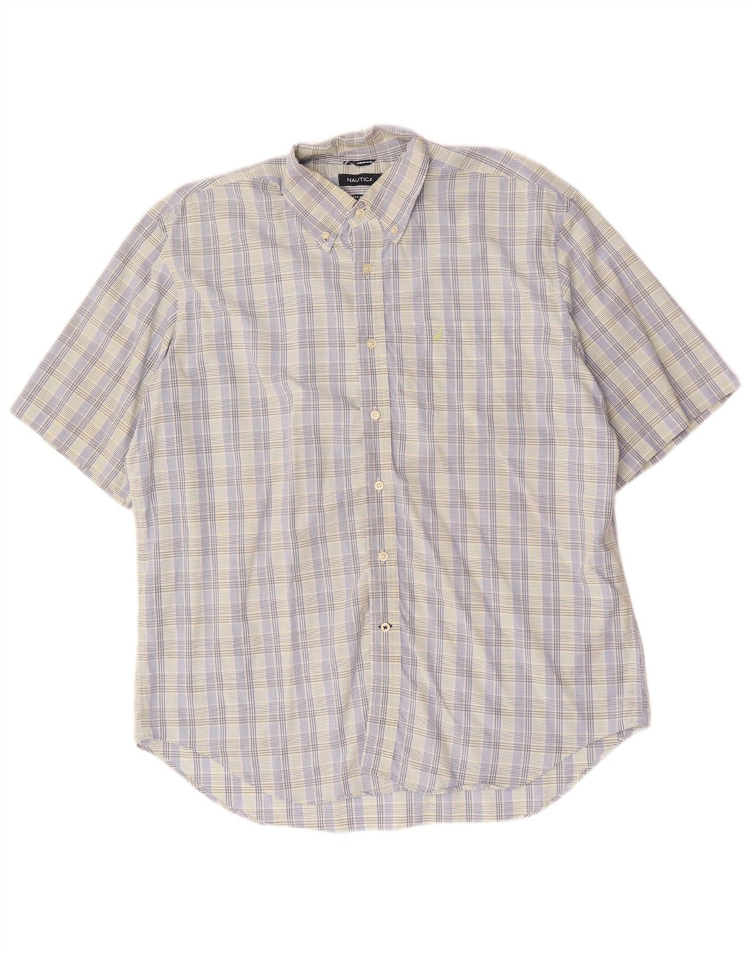 Мужская рубашка Nautica с коротким рукавом XL, синяя клетка, хлопок
