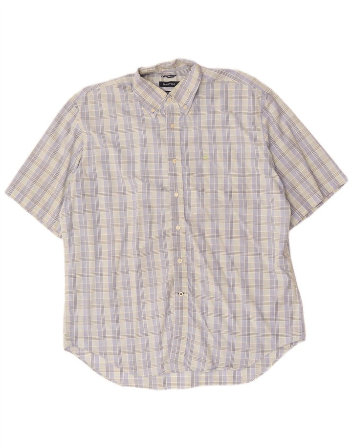 Мужская рубашка Nautica с коротким рукавом XL, синяя клетка, хлопок