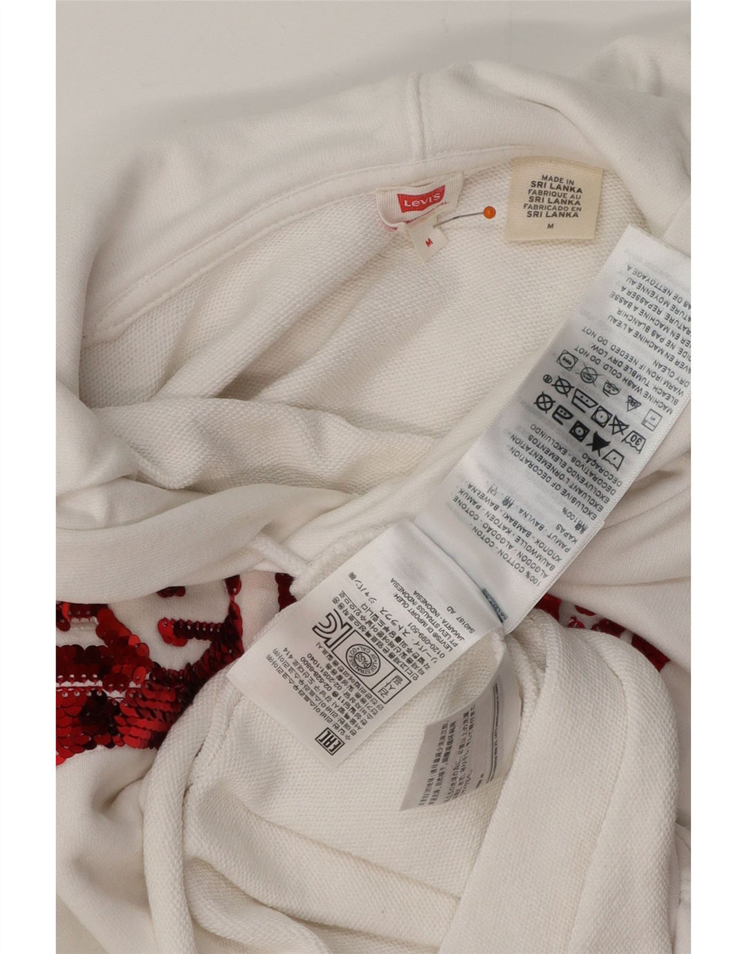 Женский укороченный джемпер с капюшоном LEVI'S UK 14, средний белый хлопок