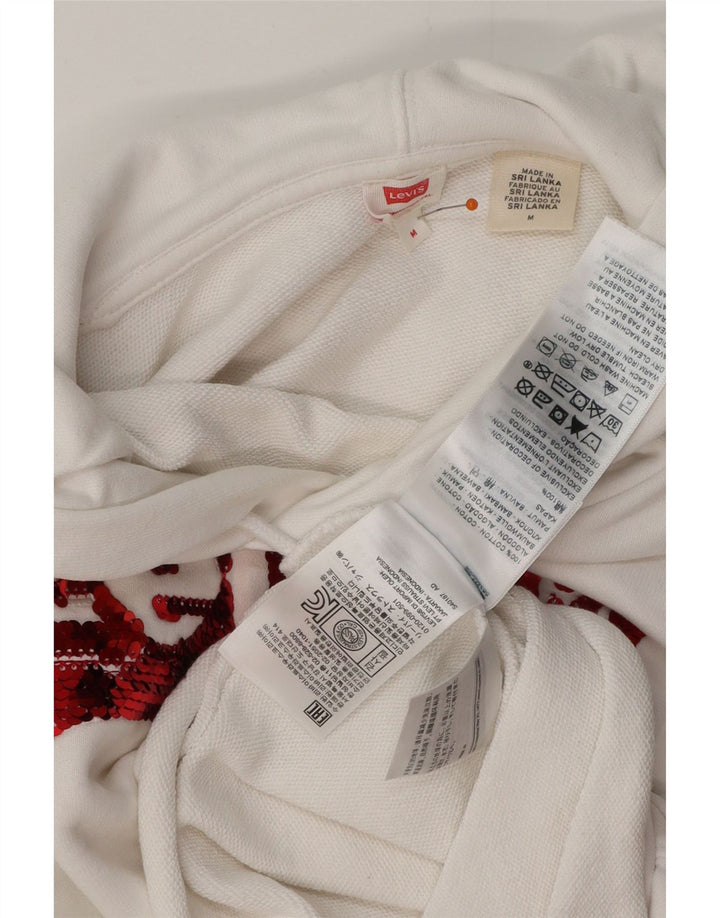 Женский укороченный джемпер с капюшоном LEVI'S UK 14, средний белый хлопок