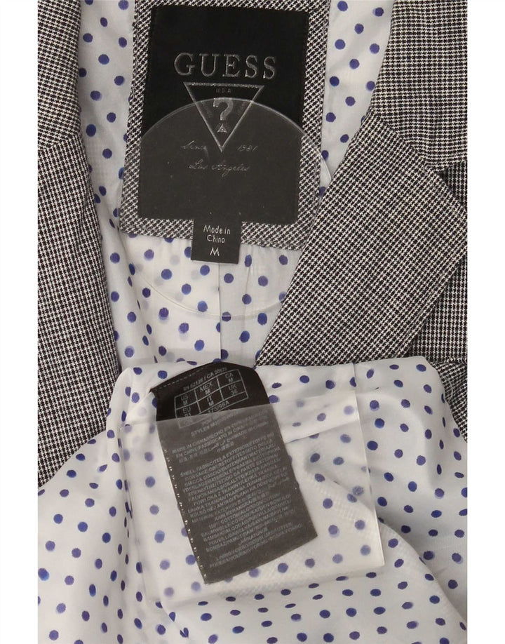 Guess Mens 2 Button Blazer Jacket UK 36 Medium Blue Houndstooth Modern