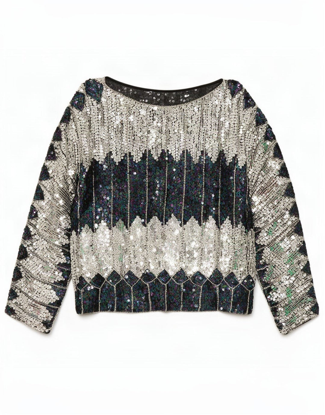 Винтажная женская блузка с пайетками, топ UK 20, 2XL, разноцветные цветные блоки
