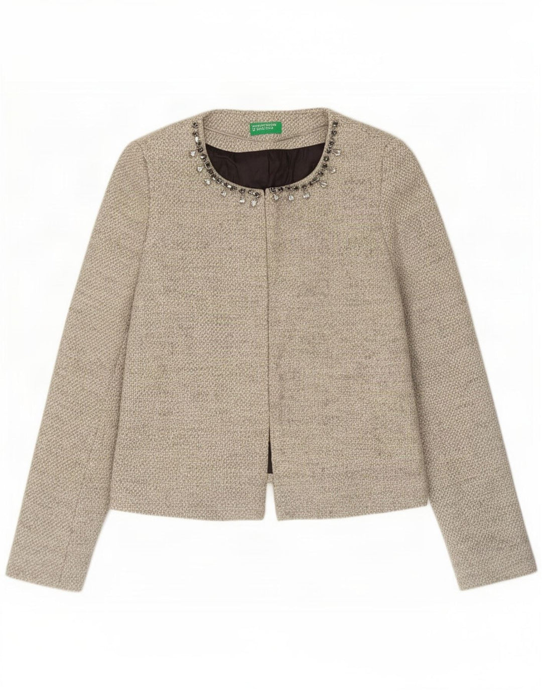 Женский пиджак Benetton UK 10, маленький серый хлопок