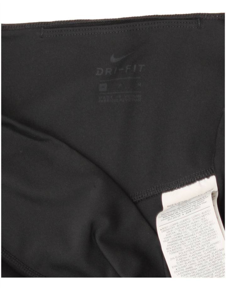 Женские леггинсы с рисунком Nike Dri Fit UK 12, средний черный, полиэстер