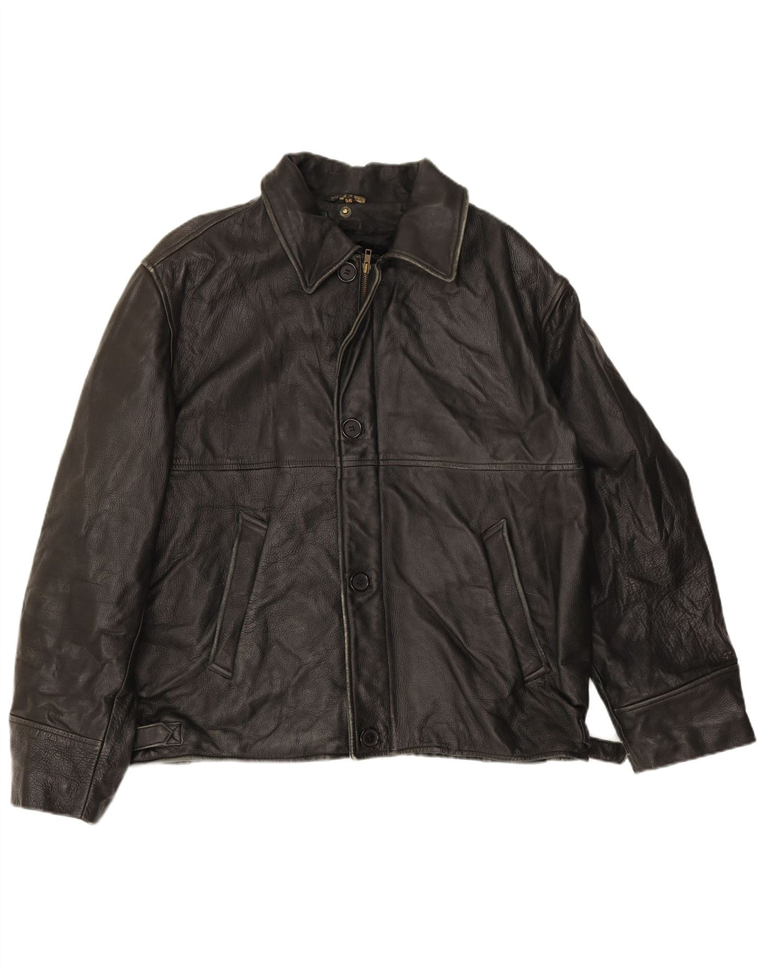 Винтажная мужская кожаная куртка IT 56 3XL Черная кожа