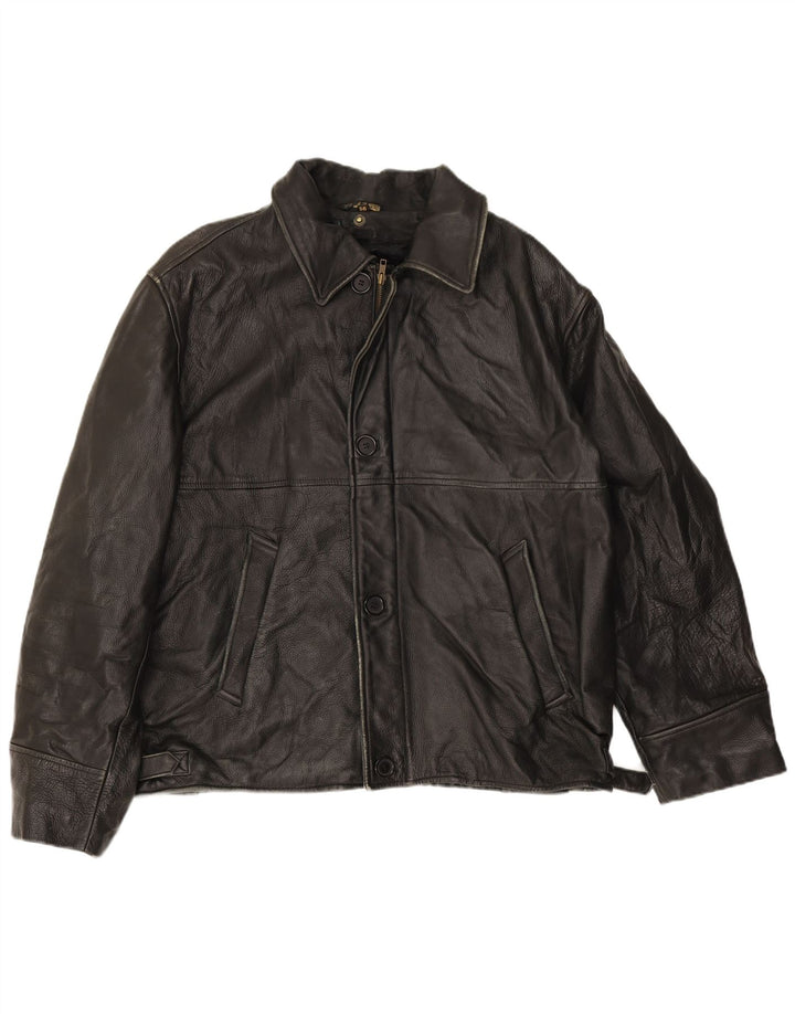 Винтажная мужская кожаная куртка IT 56 3XL Черная кожа