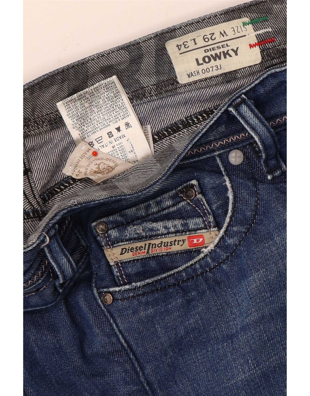 Женские узкие джинсы с потертостями Diesel Lowky W29 L30, синий хлопок