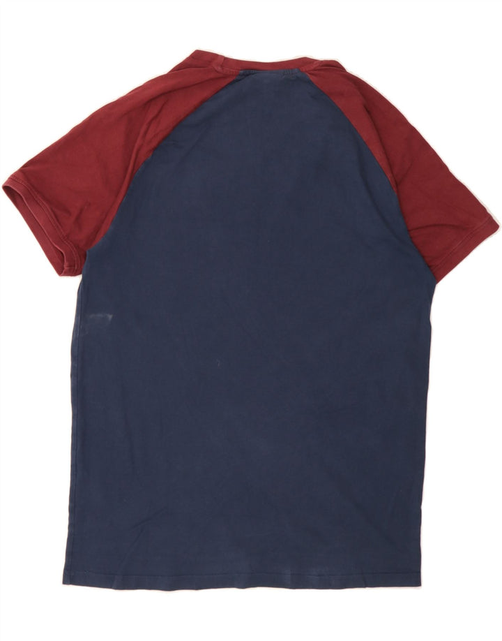 ELLESSE Mens Graphic T-Shirt Top Medium Navy Blue Colourblock Cotton Vintage Ellesse and Second-Hand Ellesse from Messina Hembry 