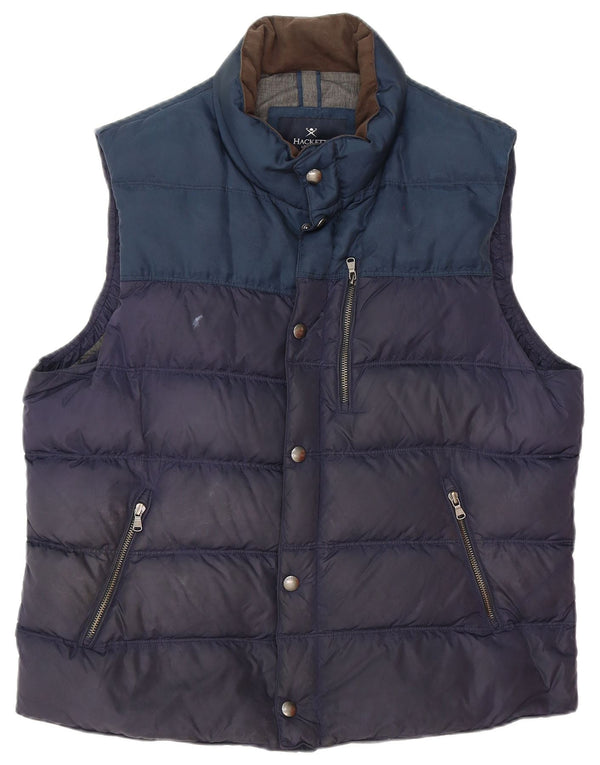 Hackett Mens Padded Gilet UK 42 XL Navy Blue Colourblock Nylon