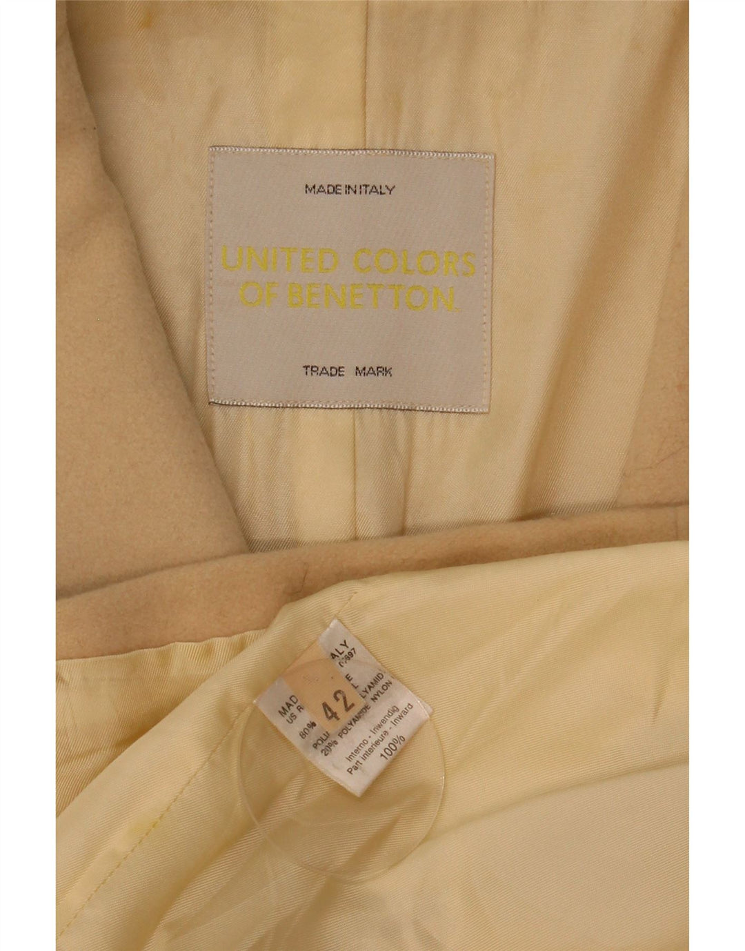 Женское пальто свободного кроя Benetton IT 42 Medium Beige Wool