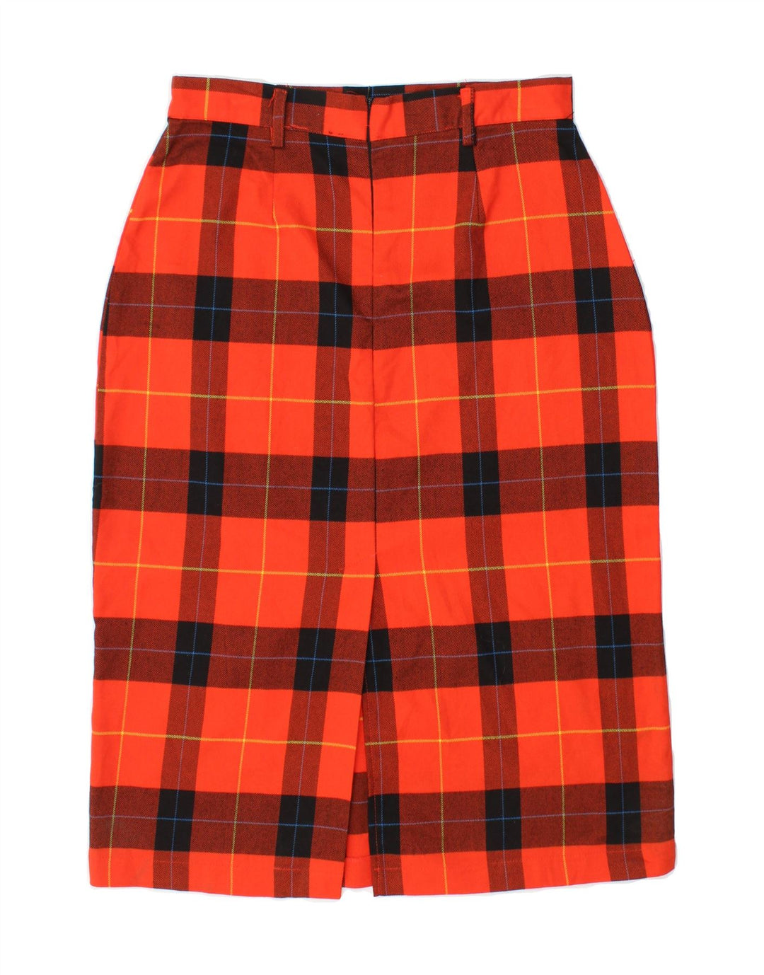 VINTAGE Womens Pencil Skirt Medium W28 Orange Plaid Polyester Vintage Vintage and Second-Hand Vintage from Messina Hembry 