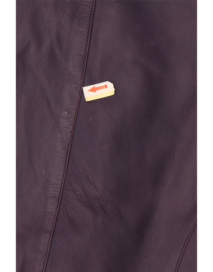 Винтажная женская укороченная кожаная куртка UK 10, маленькая фиолетовая