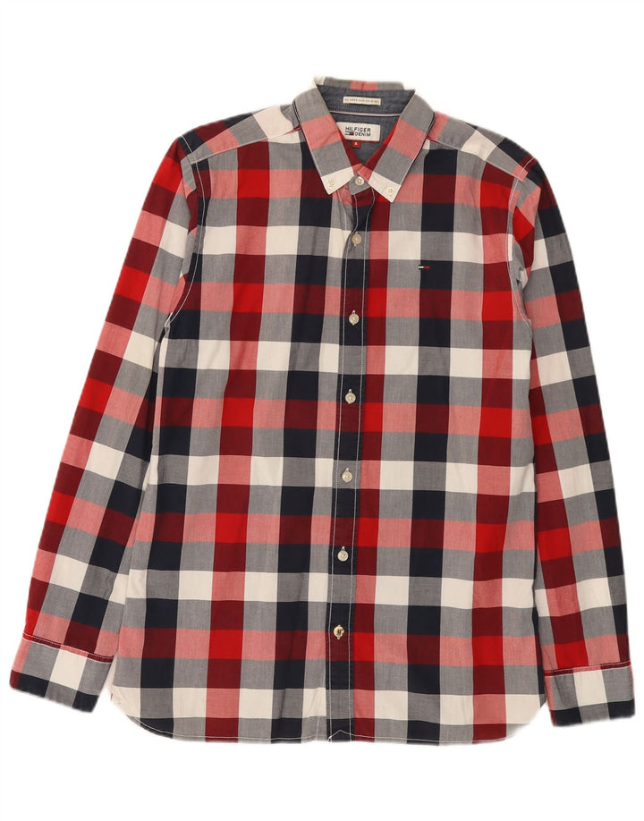 Мужская рубашка Tommy Hilfiger, маленькая разноцветная клетка, хлопок