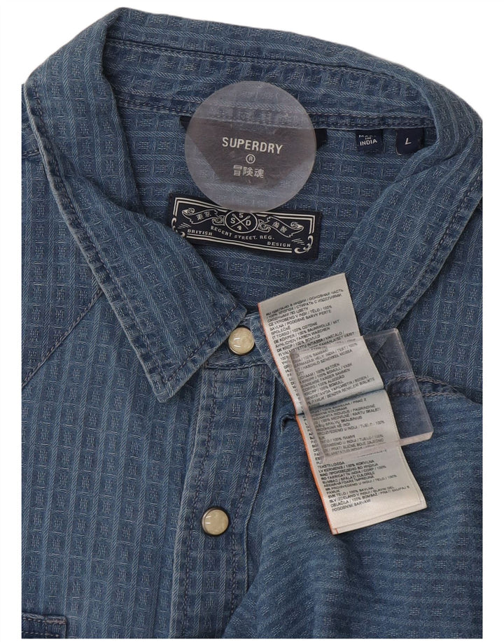 Мужская рубашка Superdry, большая синяя клетка, хлопок
