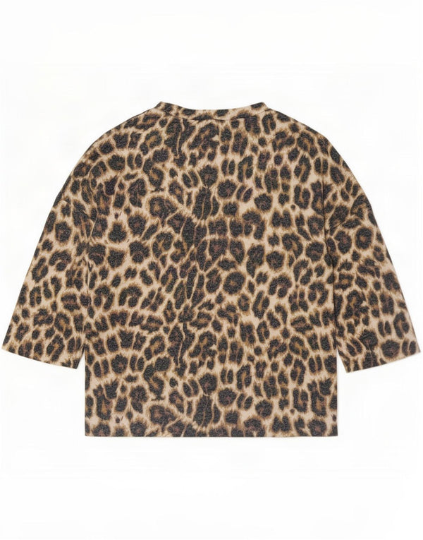 Женский топ оверсайз Zara с рукавом 3/4 UK 10, маленький коричневый, из вискозы с животным принтом