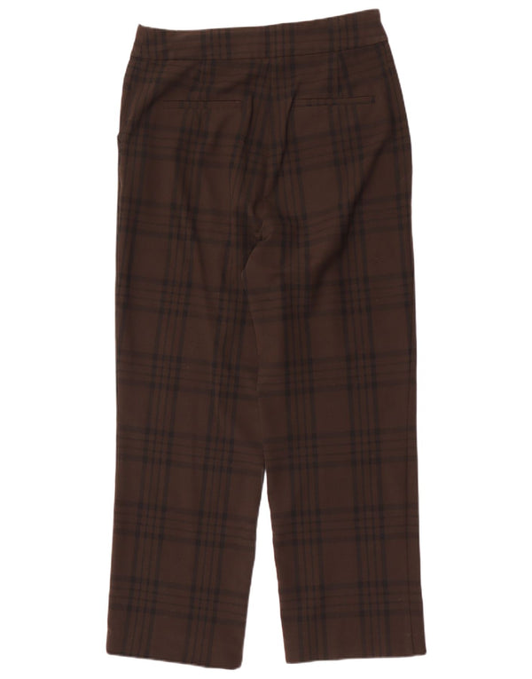 Женские прямые брюки чинос Zara, большие W30 L29, коричневые, полиэстер в клетку