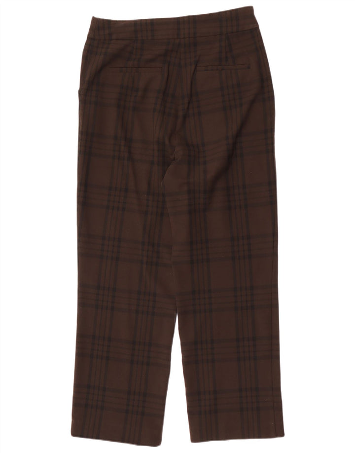 Женские прямые брюки чинос Zara, большие W30 L29, коричневые, полиэстер в клетку