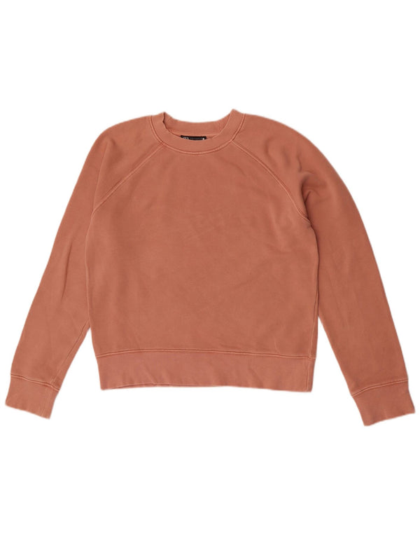 Женский укороченный свитер Zara UK 14, хлопковый средний розовый цвет