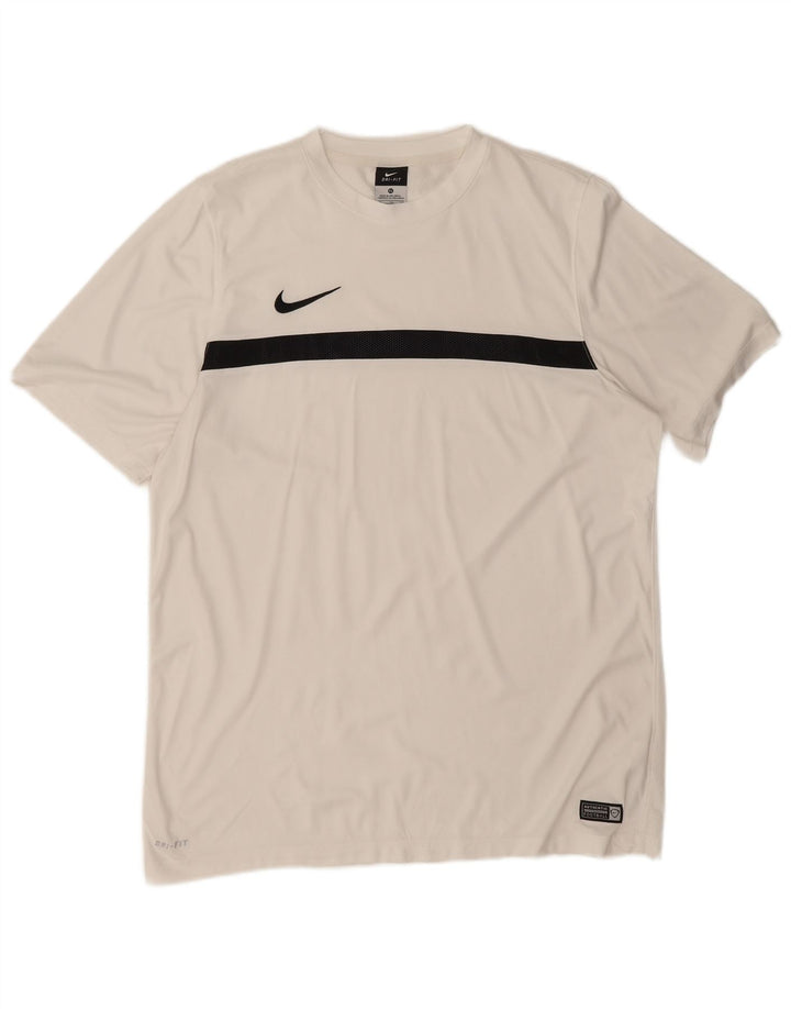 Мужская футболка Nike Dri Fit Top XL, белый полиэстер с цветными блоками