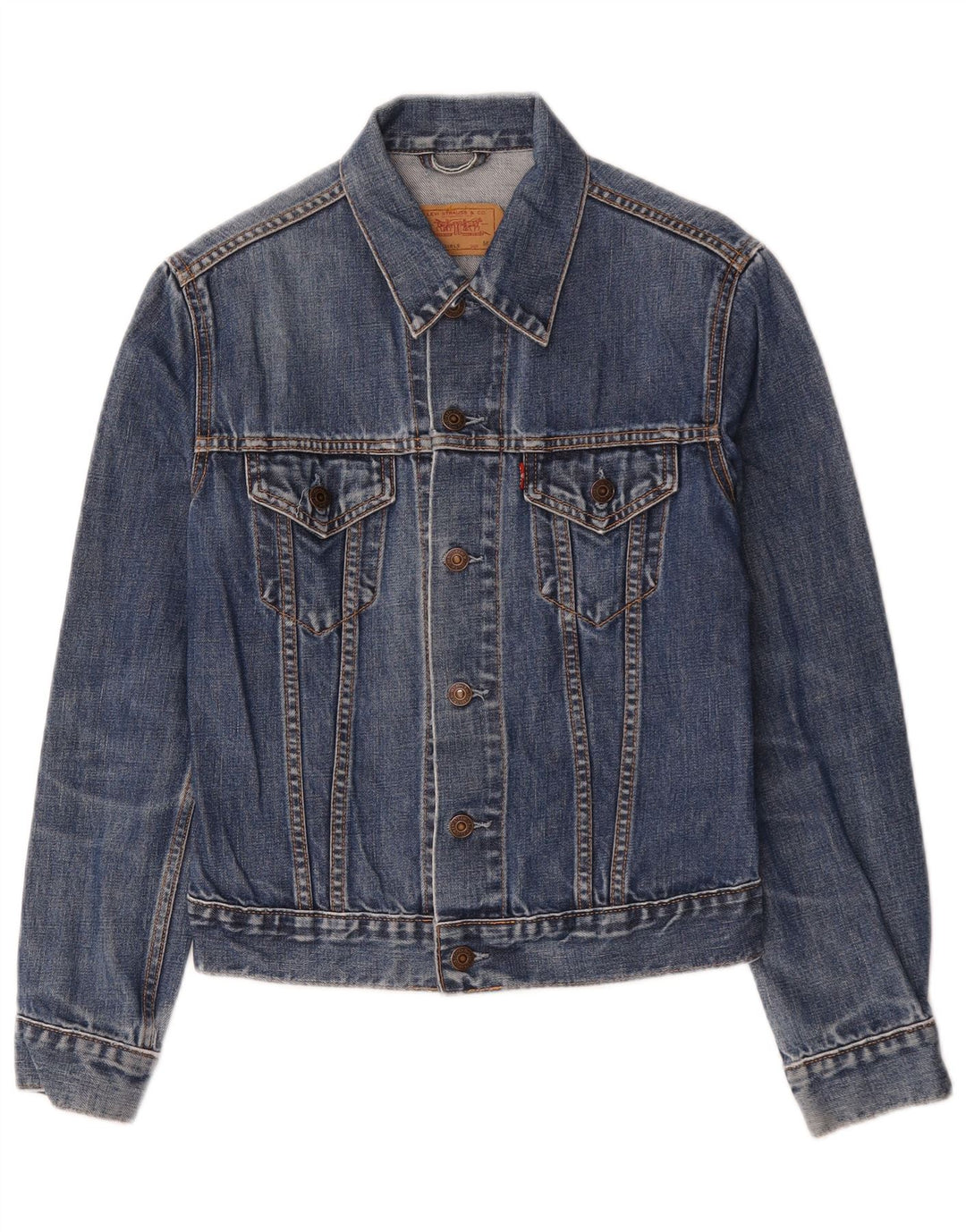Джинсовая куртка Levi's для девочек 11-12 лет, средний синий хлопок, хлопковая ткань