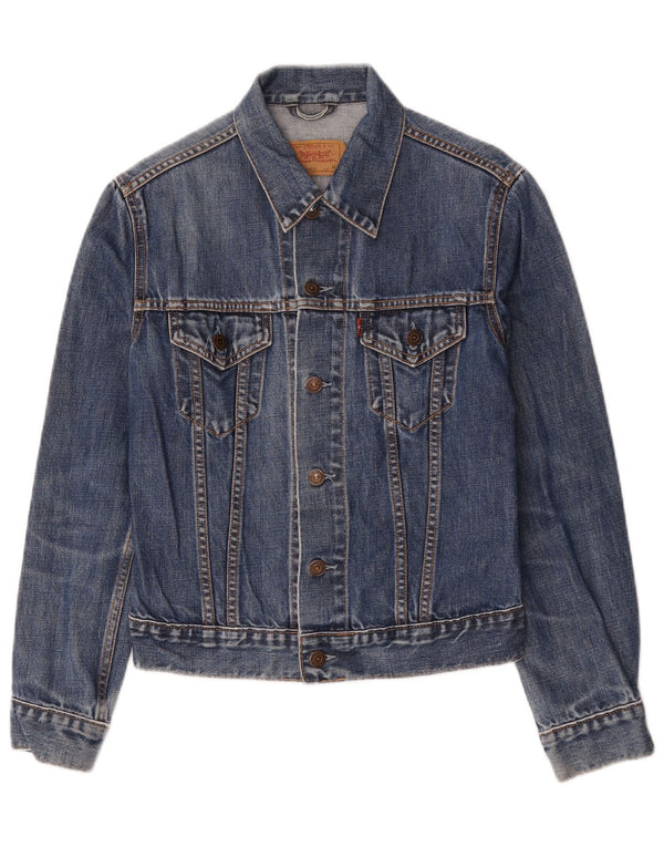 Джинсовая куртка Levi's для девочек 11-12 лет, средний синий хлопок, хлопковая ткань