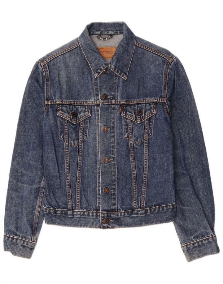 Джинсовая куртка Levi's для девочек 11-12 лет, средний синий хлопок, хлопковая ткань