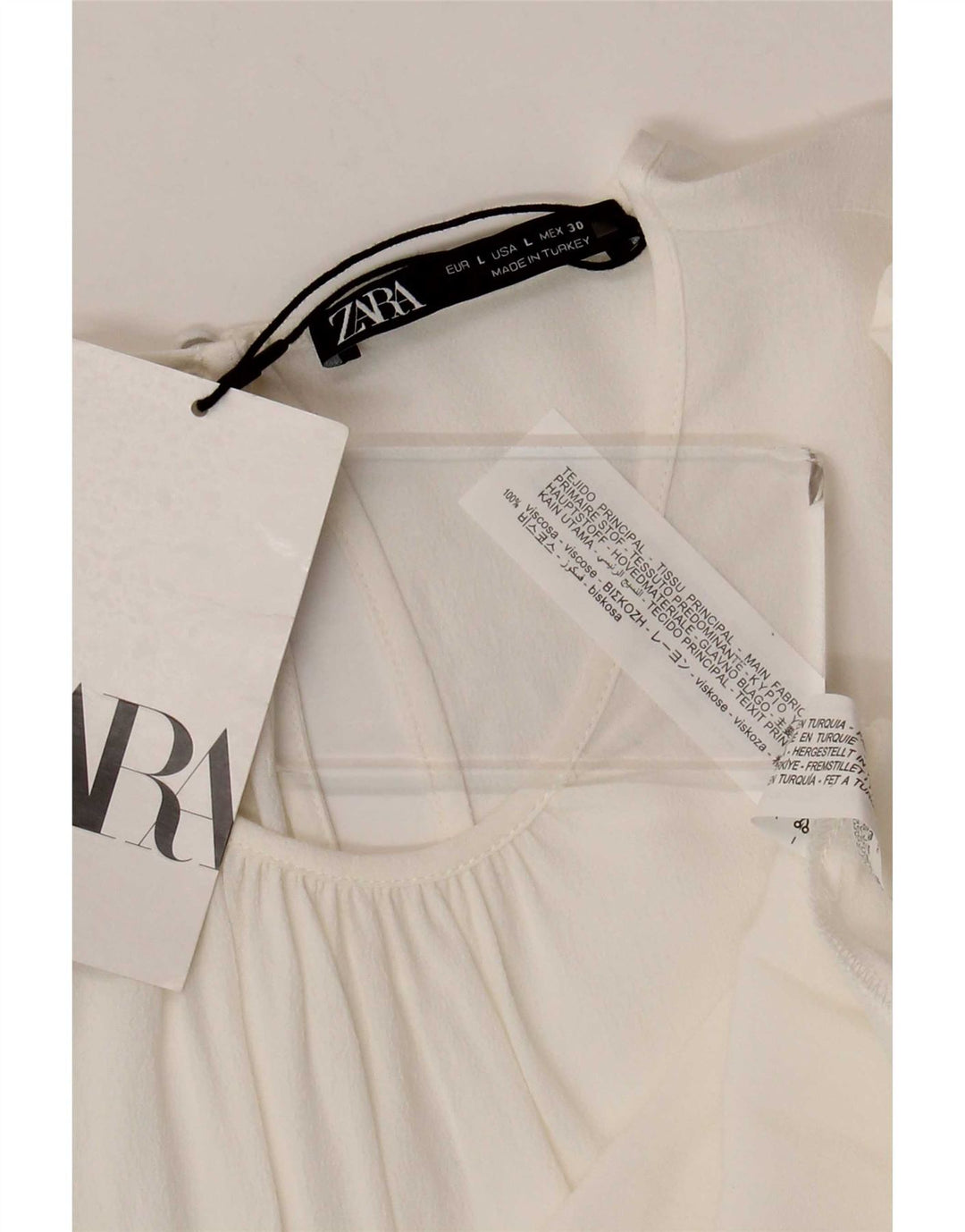 Женская блузка с рукавом 3/4 Zara UK 14, большая белая вискоза