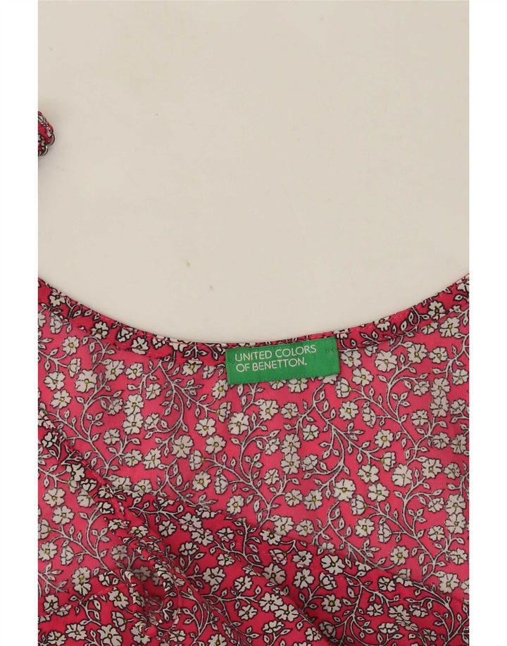 Женский топ на бретельках Benetton UK 12, средний красный с цветочным принтом