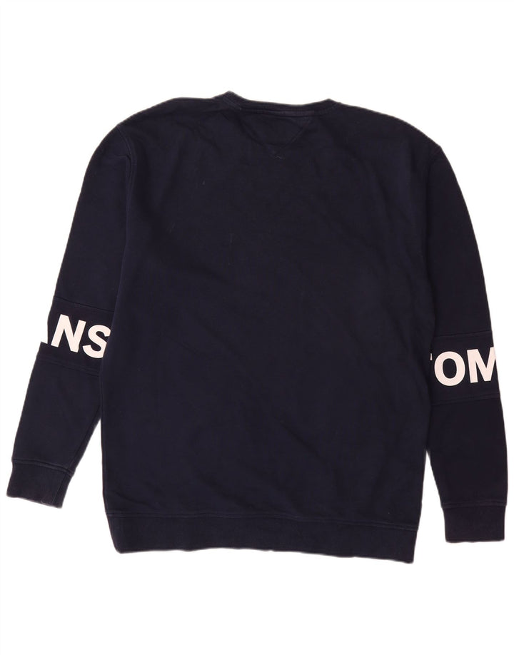 TOMMY HILFIGER Mens Relaxed Fit Graphic Sweatshirt Jumper Medium Navy Blue