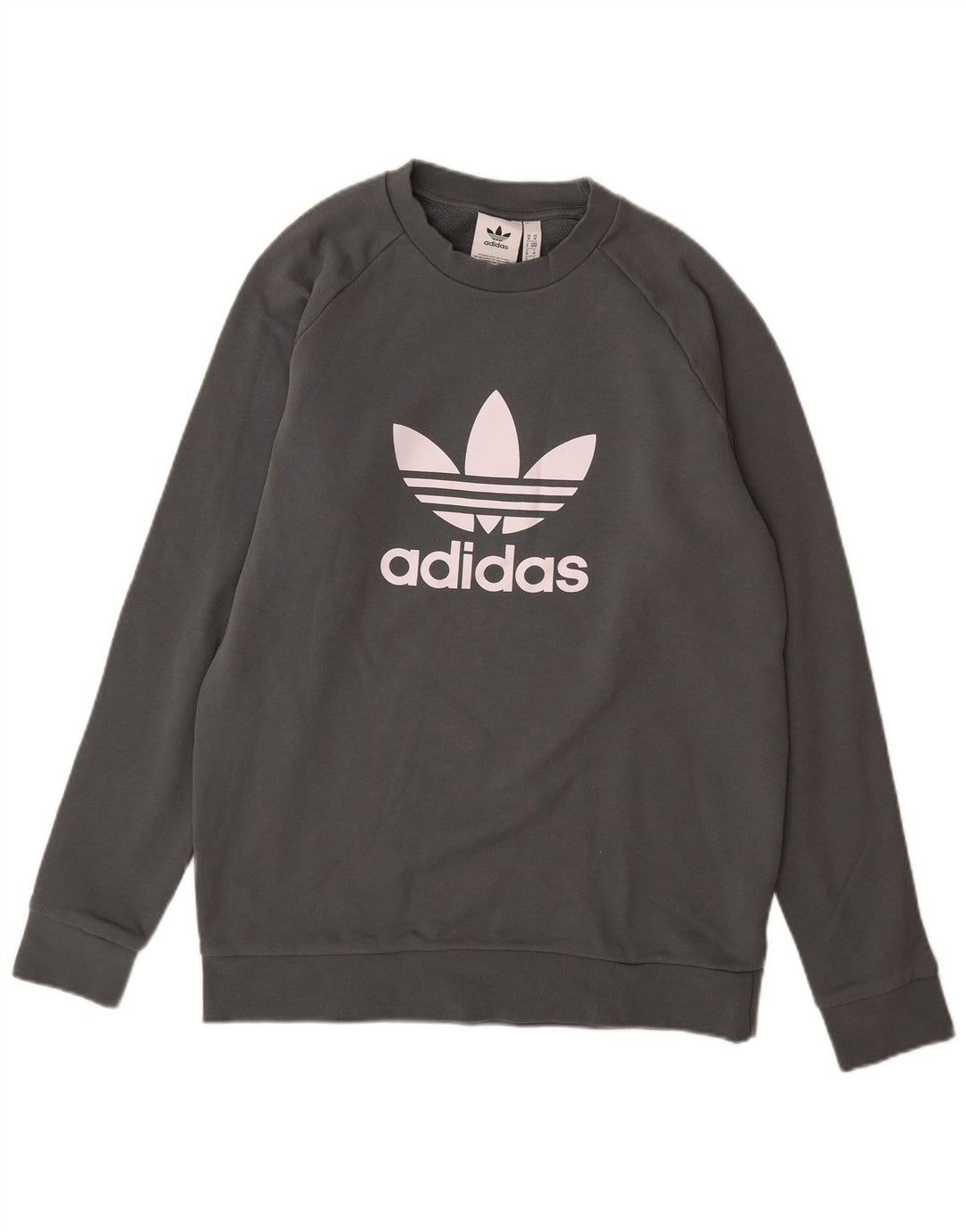 Мужской свитер с рисунком Adidas, хлопковый джемпер среднего серого цвета