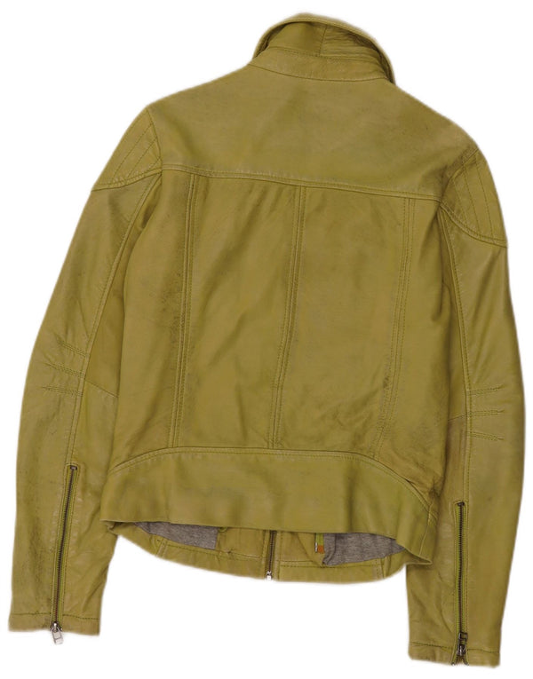 Freaky Nation Womens Leather Jacket UK 10 Small Green Leather