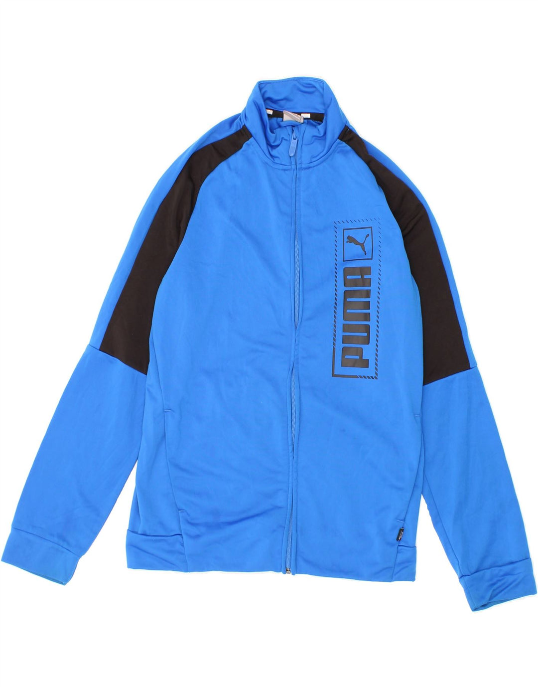 PUMA Boys Graphic Tracksuit Top Jacket 13-14 Years Blue Colourblock Vintage Puma and Second-Hand Puma from Messina Hembry 