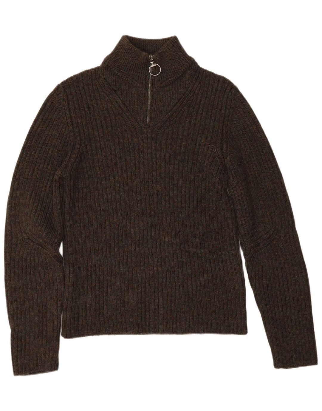 Женский свитер PRADA с воротником на молнии IT 48 XL Коричневый из натуральной шерсти