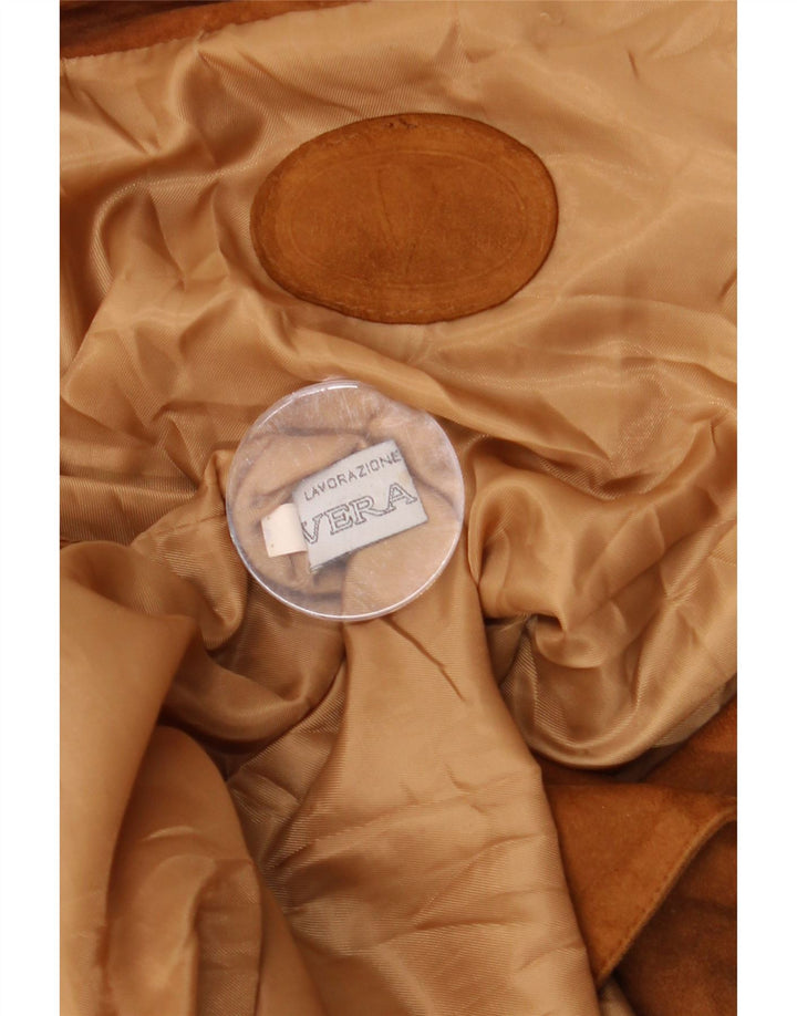 ВИНТАЖНОЕ женское замшевое пальто UK 20 2XL бежевого кожаного цвета