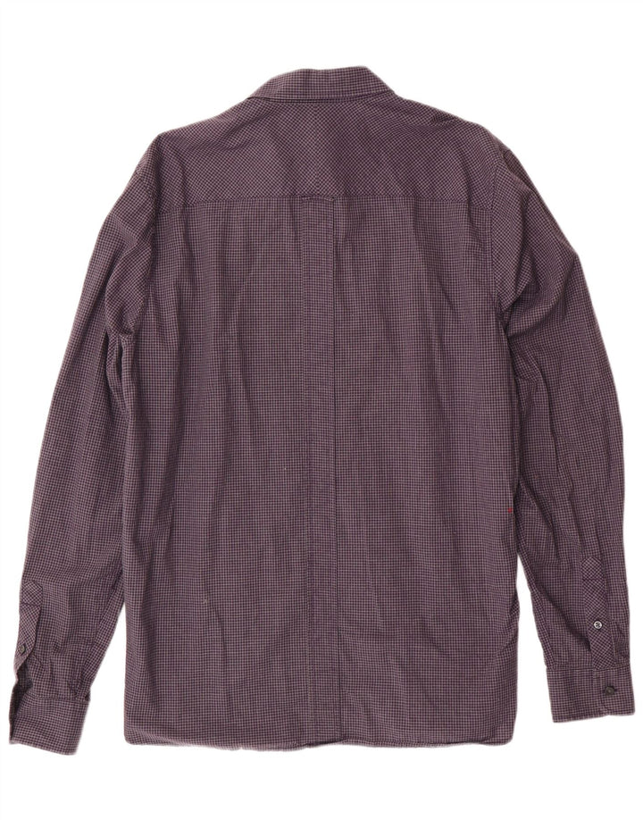 Мужская рубашка FRED PERRY, большая фиолетовая хлопковая клетка в мелкую клетку