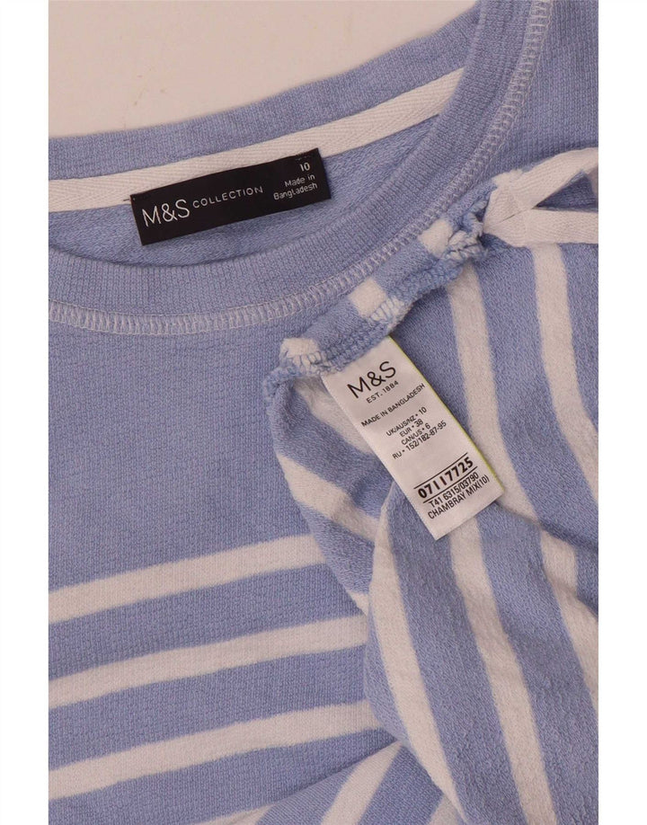 Женский топ с длинными рукавами Marks & Spencer, Великобритания, 10 маленьких размеров, хлопковая синяя полоска
