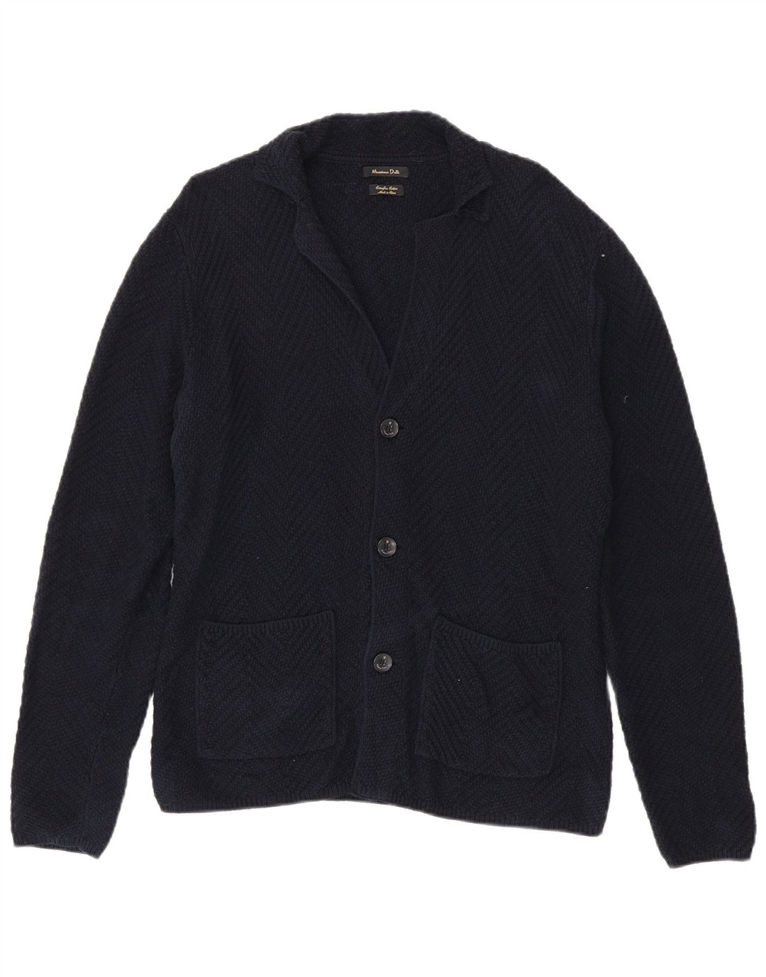 Мужской кардиган Massimo Dutti, средний темно-синий хлопковый свитер