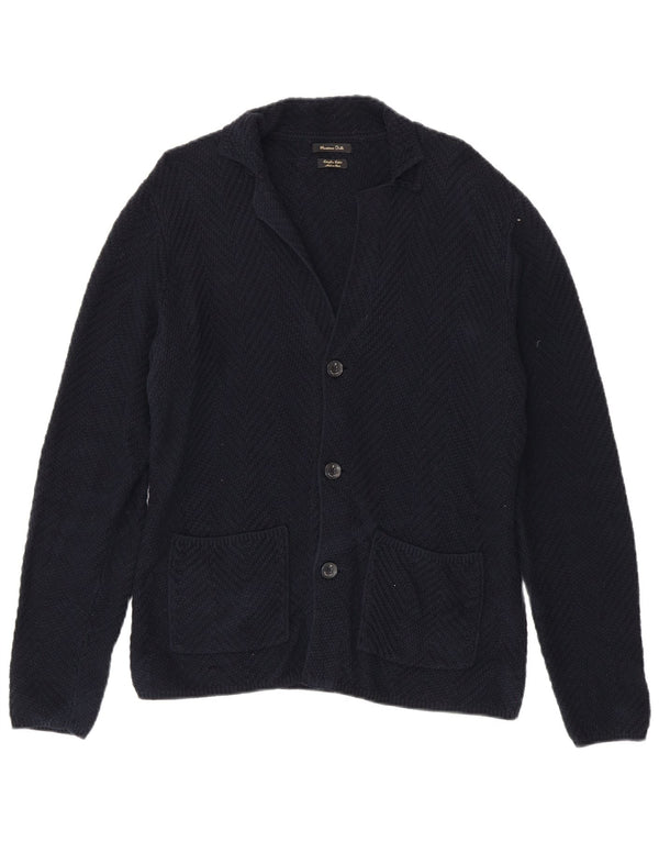 Мужской кардиган Massimo Dutti, средний темно-синий хлопковый свитер