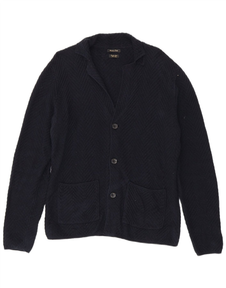 Мужской кардиган Massimo Dutti, средний темно-синий хлопковый свитер