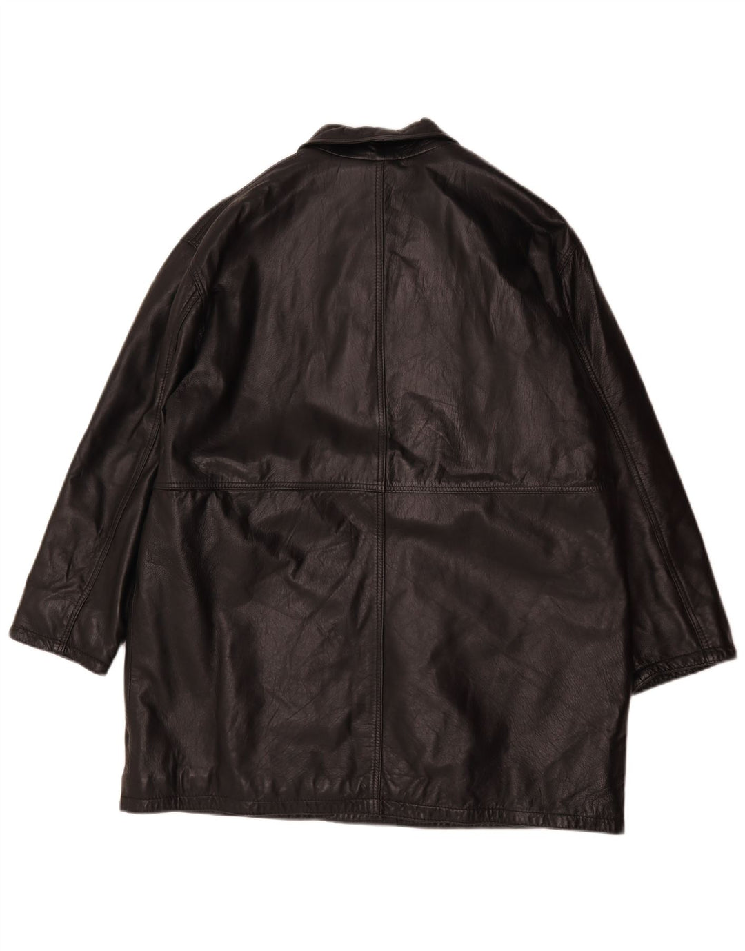 Винтажная женская кожаная куртка оверсайз IT 44 Medium Black Leather