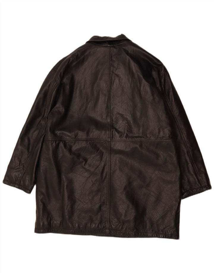 Винтажная женская кожаная куртка оверсайз IT 44 Medium Black Leather